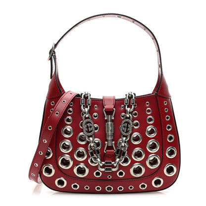Gucci Calfskin Ha Ha Ha Jackie 1961 Eyelet Hobo Cherry Red 1 of 9