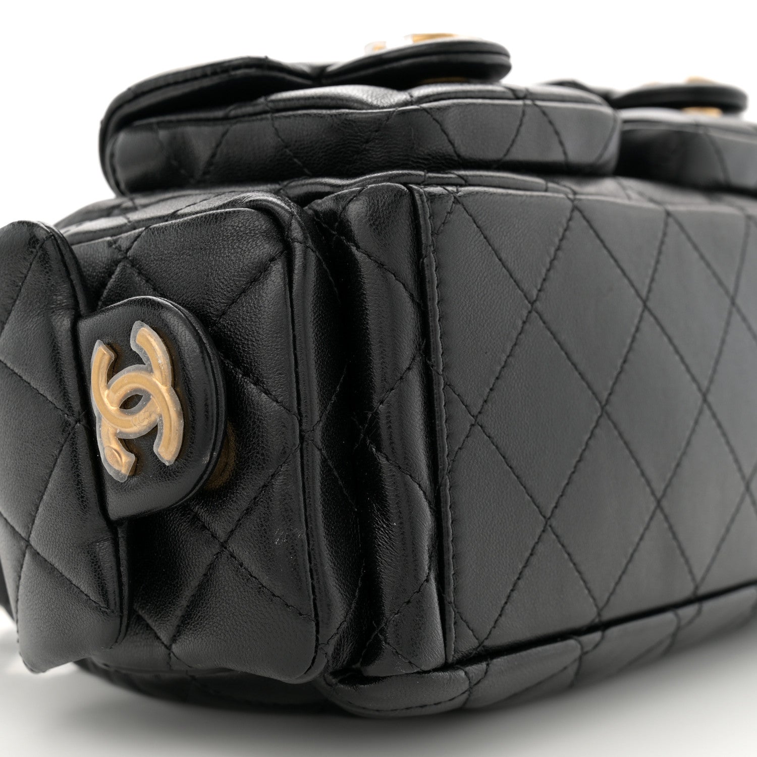 Chanel Shiny Lambskin Quilted Trendy Pockets Hobo Black 9 of 11