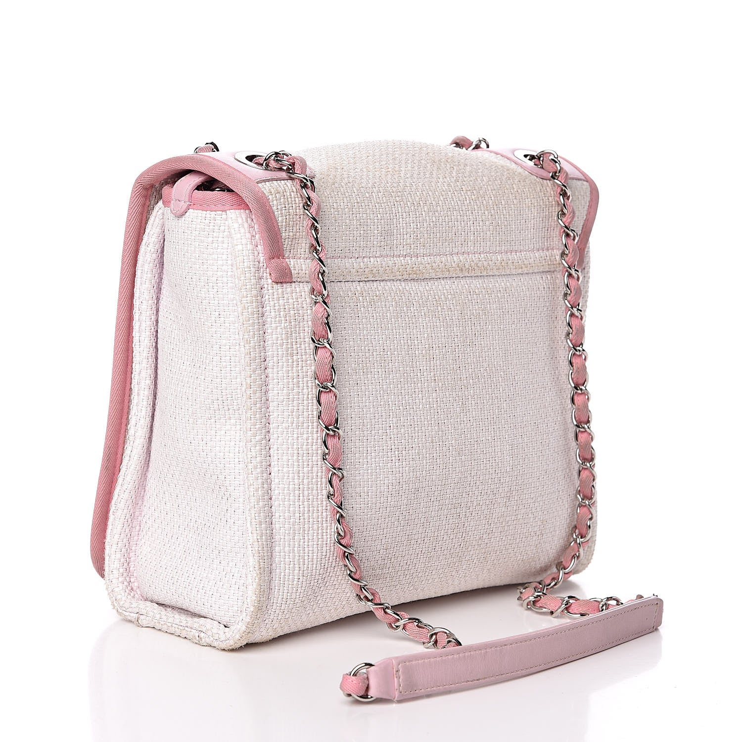 Chanel Woven Straw Raffia Small Deauville Messenger Light Pink 3 of 17