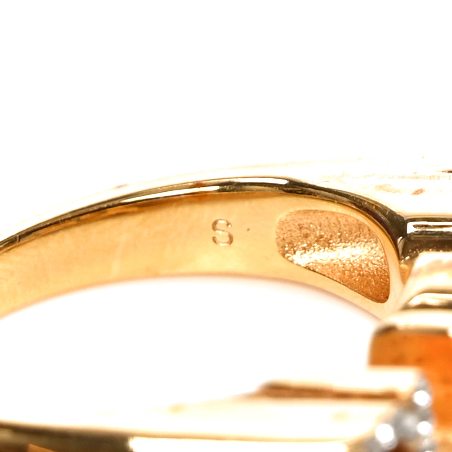 Gucci Brass Crystal Logo Letter Ring S Gold 5 of 6