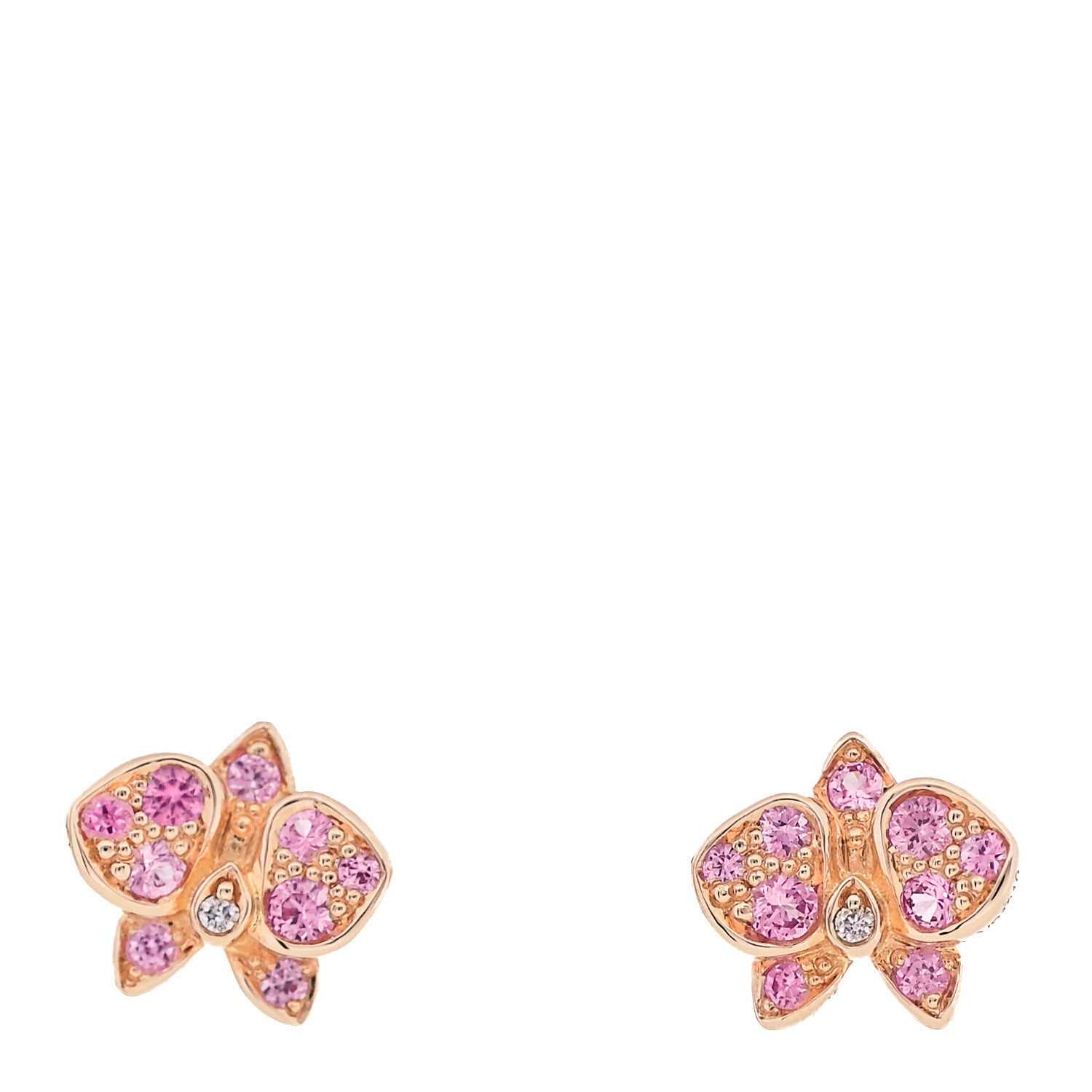 Cartier 18K Pink Gold Diamond Pink Sapphire Caresse D'Orchidees Par Cartier Earrings 1 of 5