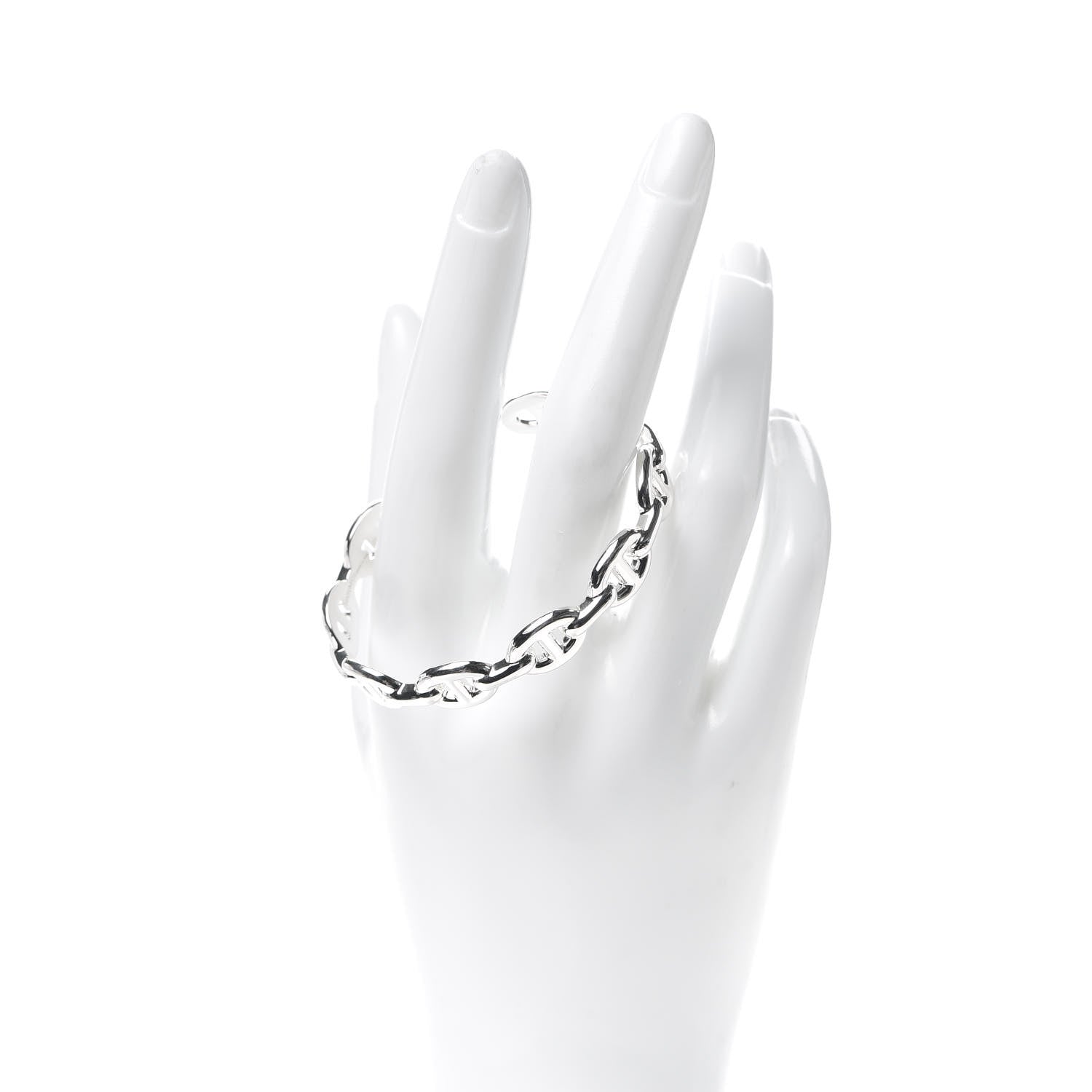 Hermes Sterling Silver MM Chaine d'Ancre Enchainee Cuff Bracelet SH 2 of 5