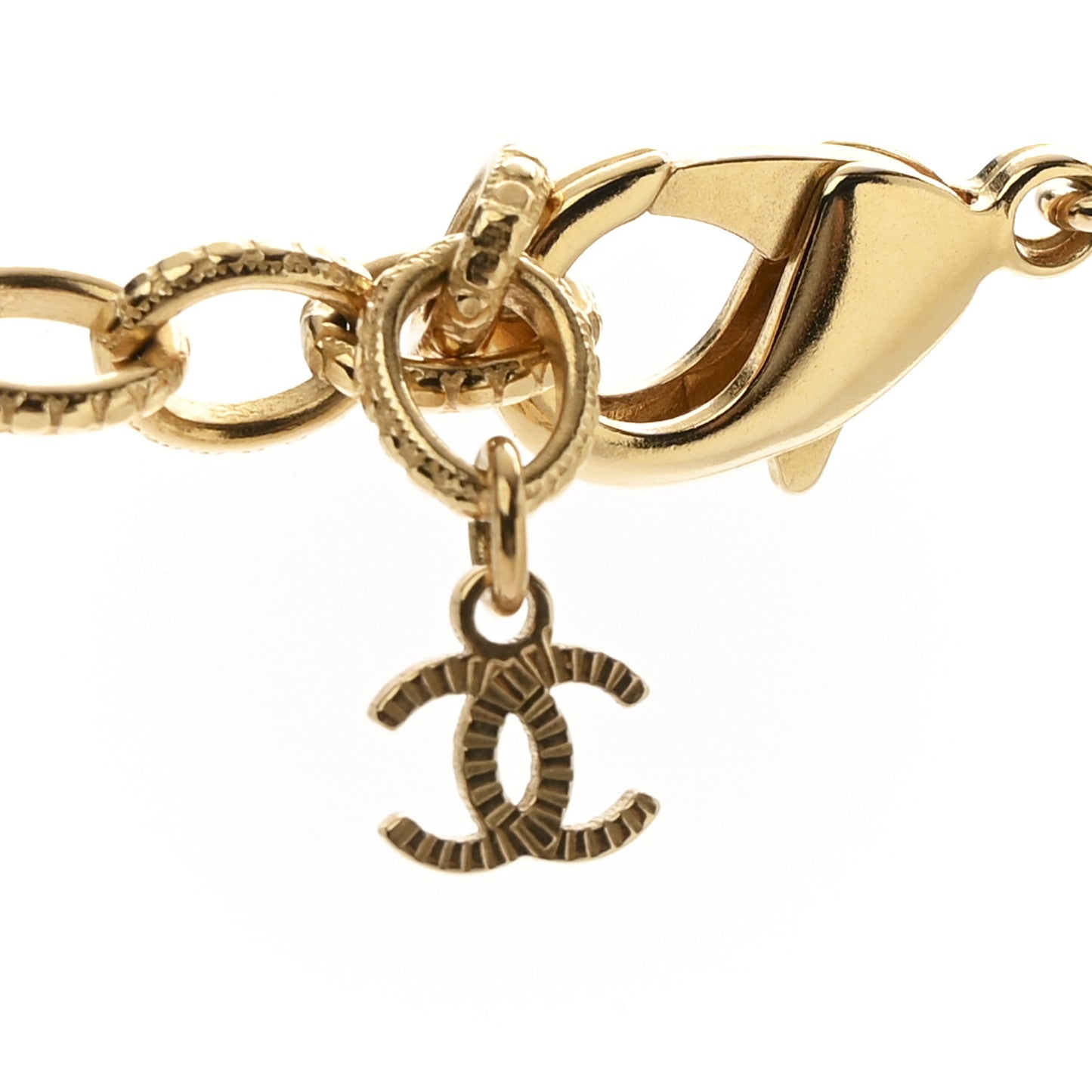 Pearl Lambskin CC Camellia Necklace Black Gold