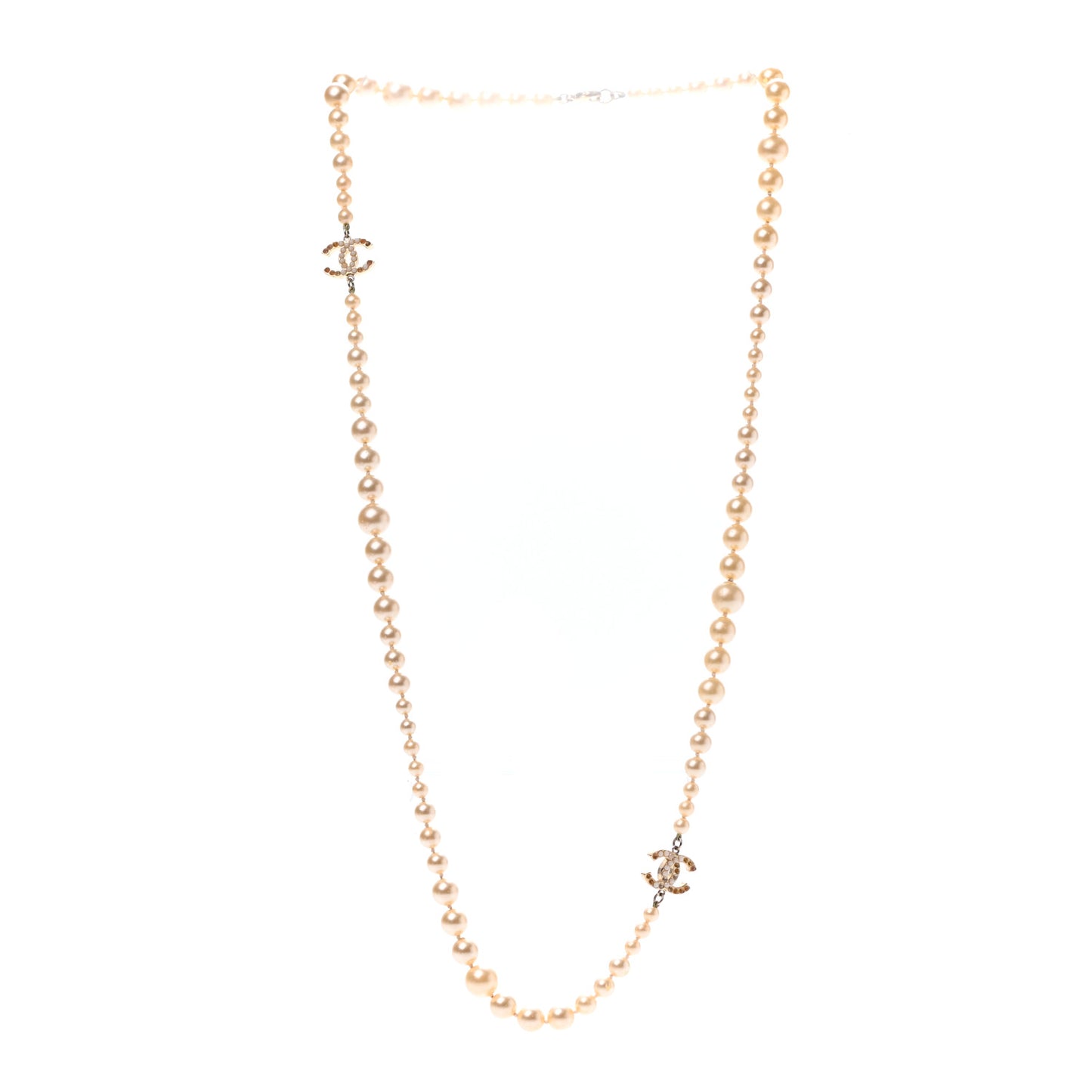 Pearl CC Long Necklace Gold