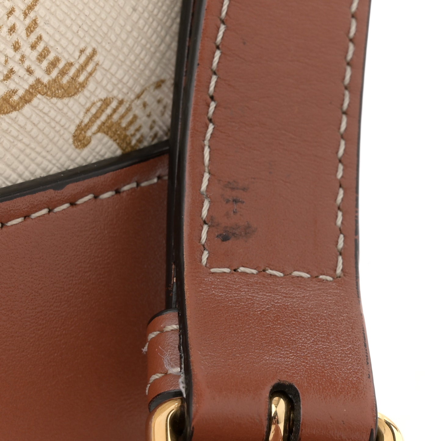 Triomphe Canvas Calfskin Small Bucket Bag White