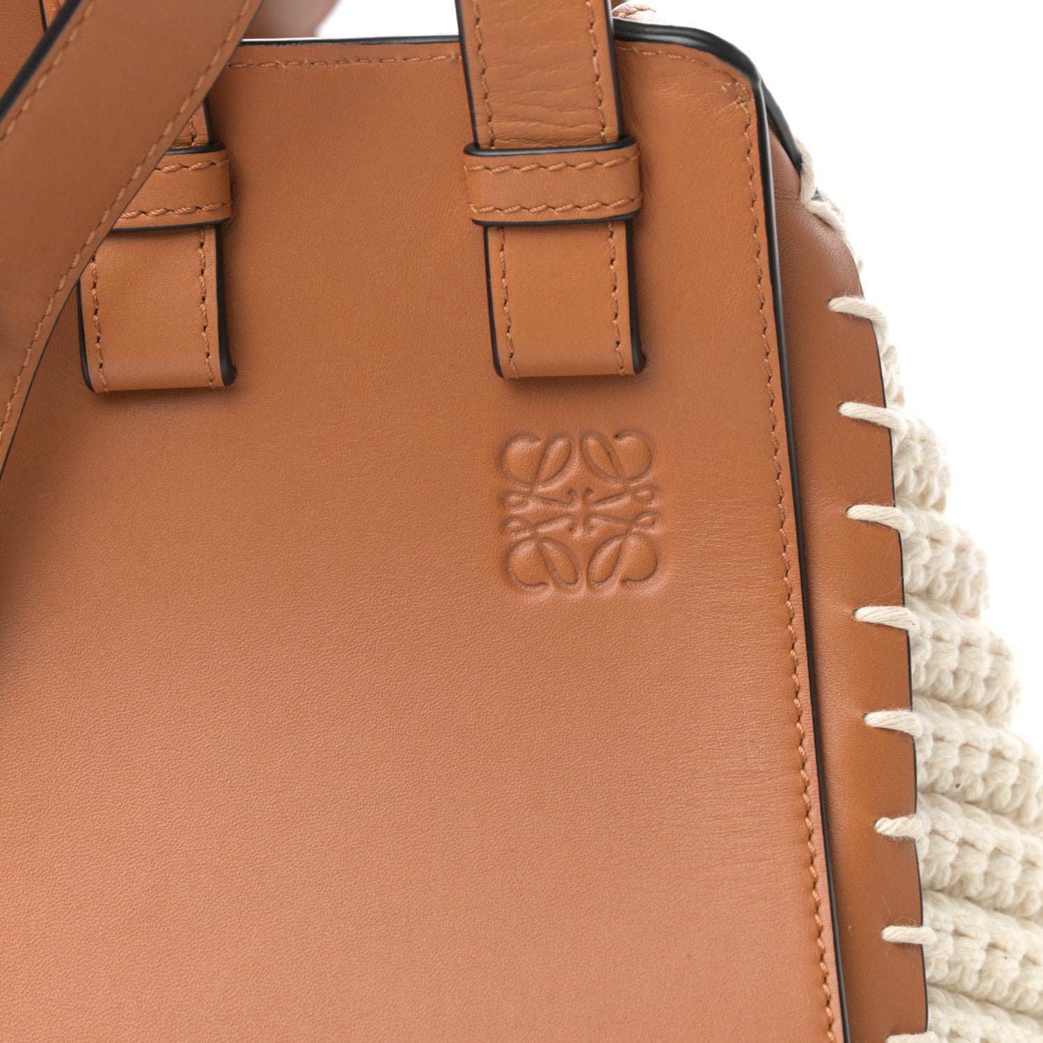 Loewe Calfskin Crochet Small Hammock Shoulder Bag Tan Natural 10 of 10