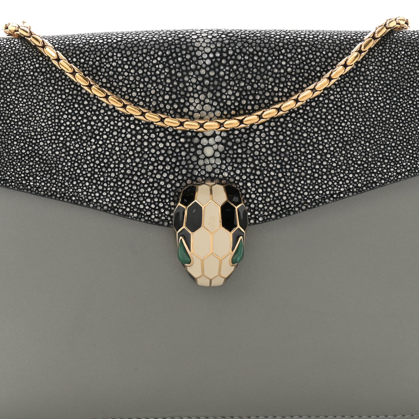 Galuchat Calfskin Serpenti Forever Crossbody Bag Grey