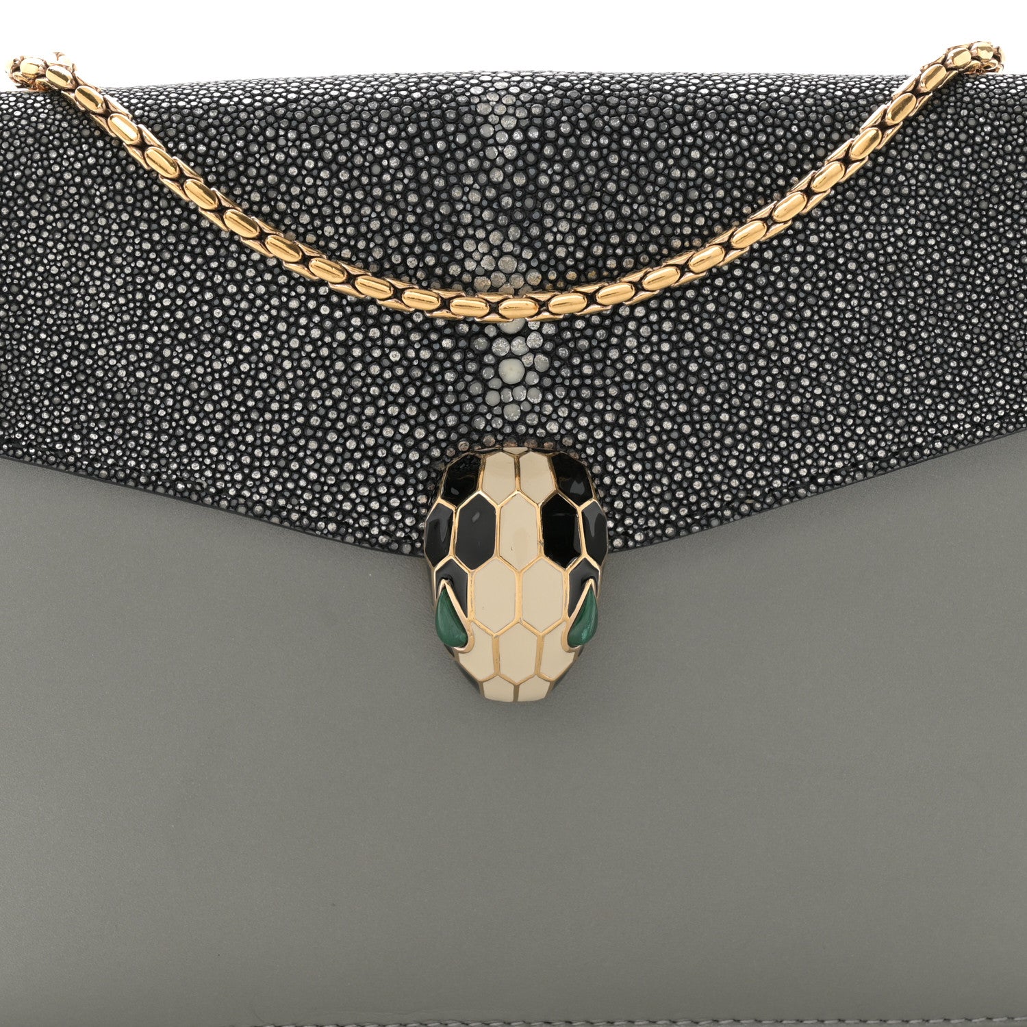 Bulgari Galuchat Calfskin Serpenti Forever Crossbody Bag Grey 7 of 14