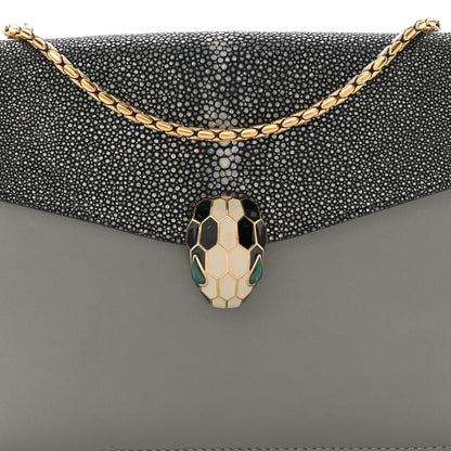 Bulgari Galuchat Calfskin Serpenti Forever Crossbody Bag Grey 7 of 14