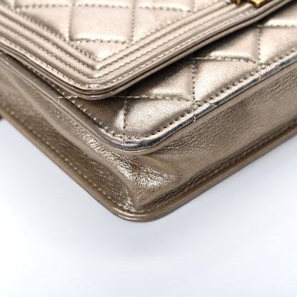 Chanel Metallic Calfskin Quilted Boy Wallet On Chain WOC Gold 9 of 15