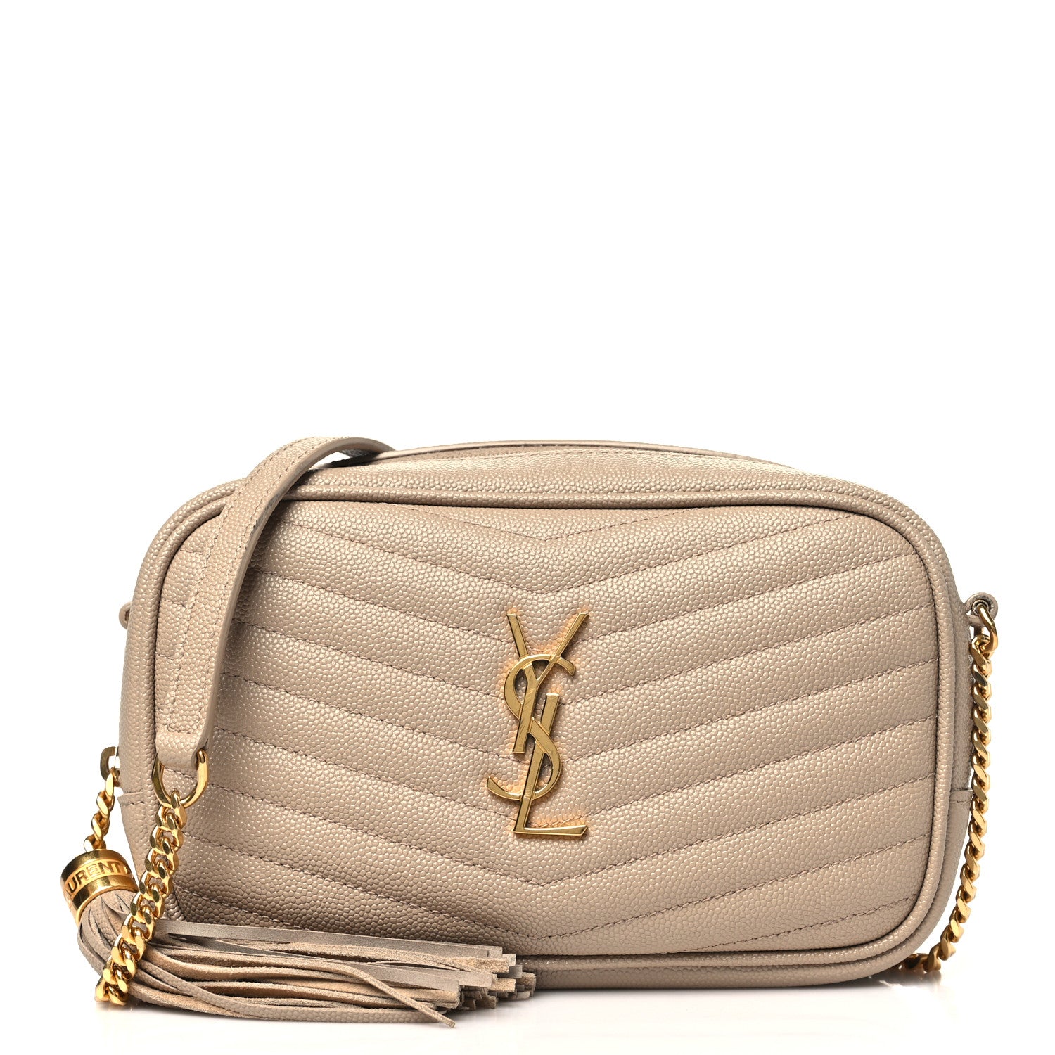 Saint Laurent Grain De Poudre Matelasse Monogram Mini Lou Camera Bag Dark Beige 1 of 10