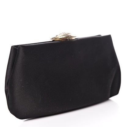 Chanel Satin Crystal Camellia Evening Frame Clutch Black 3 of 10