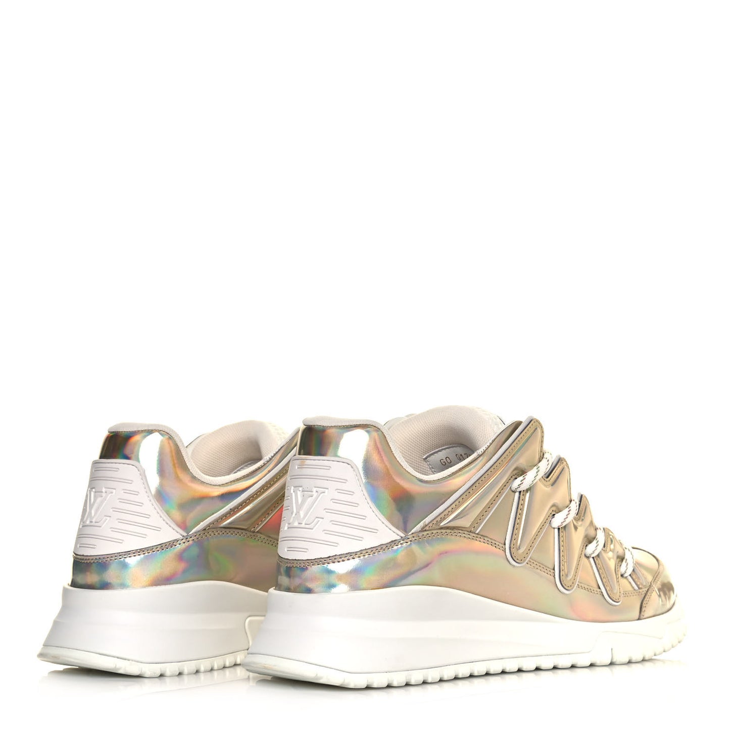 Metallic Calfskin Holographic Mens Zigzag Sneakers 8 Multicolor