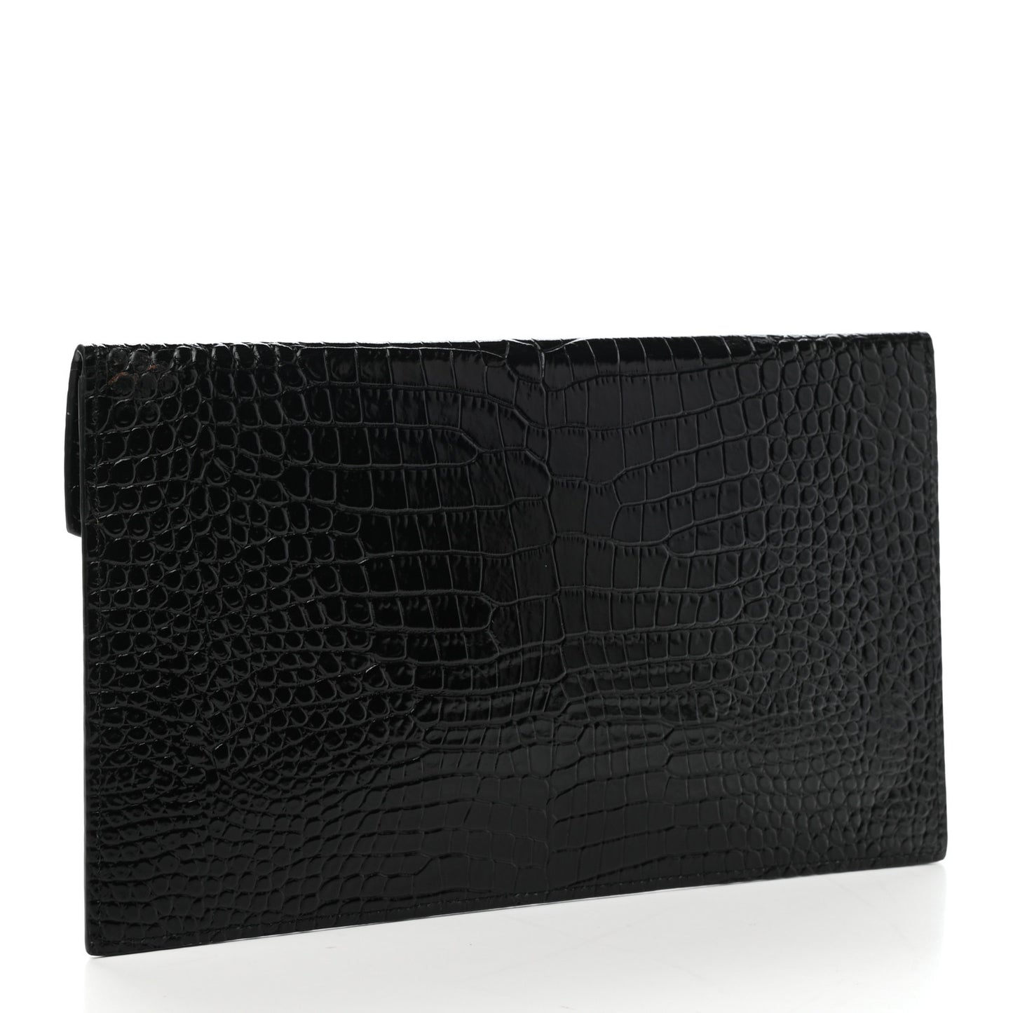 Calfskin Crocodile Embossed Uptown Monogram Pouch Black