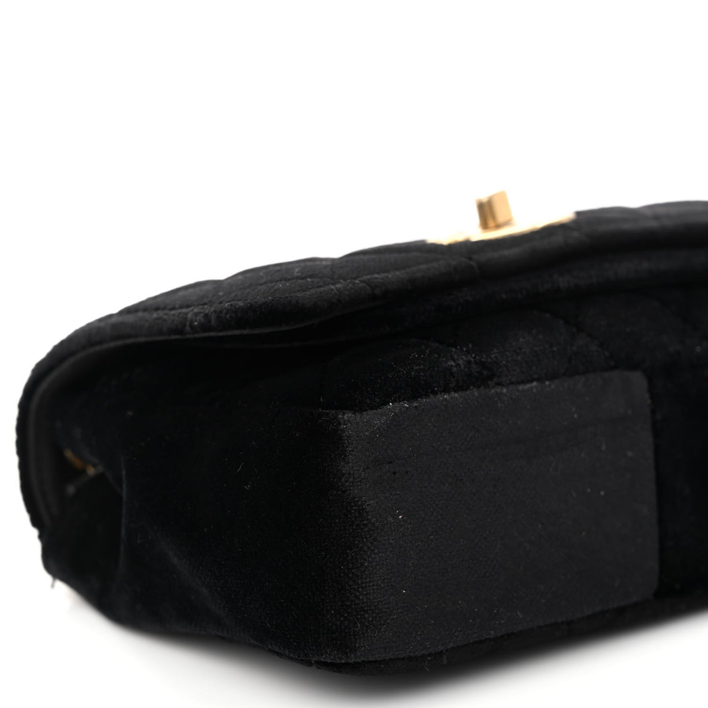 Velvet Quilted Small Camellia Flap Black