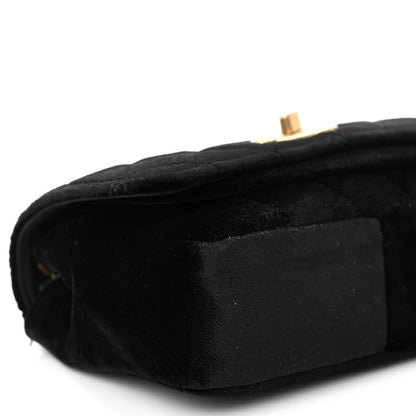 Chanel Velvet Quilted Small Camellia Flap Black 8 of 10