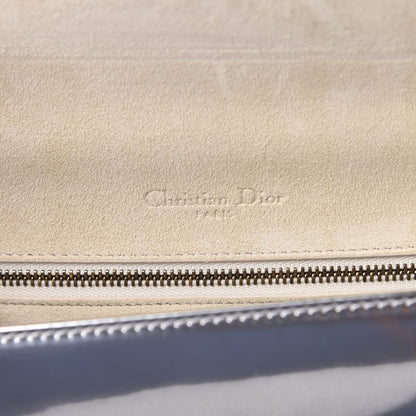 Christian Dior Metallic Patent Studded Small Diorama Flap Bag Silver 6 of 10