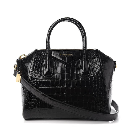 Givenchy Calfskin Crocodile Embossed Small Antigona Black 1 of 9