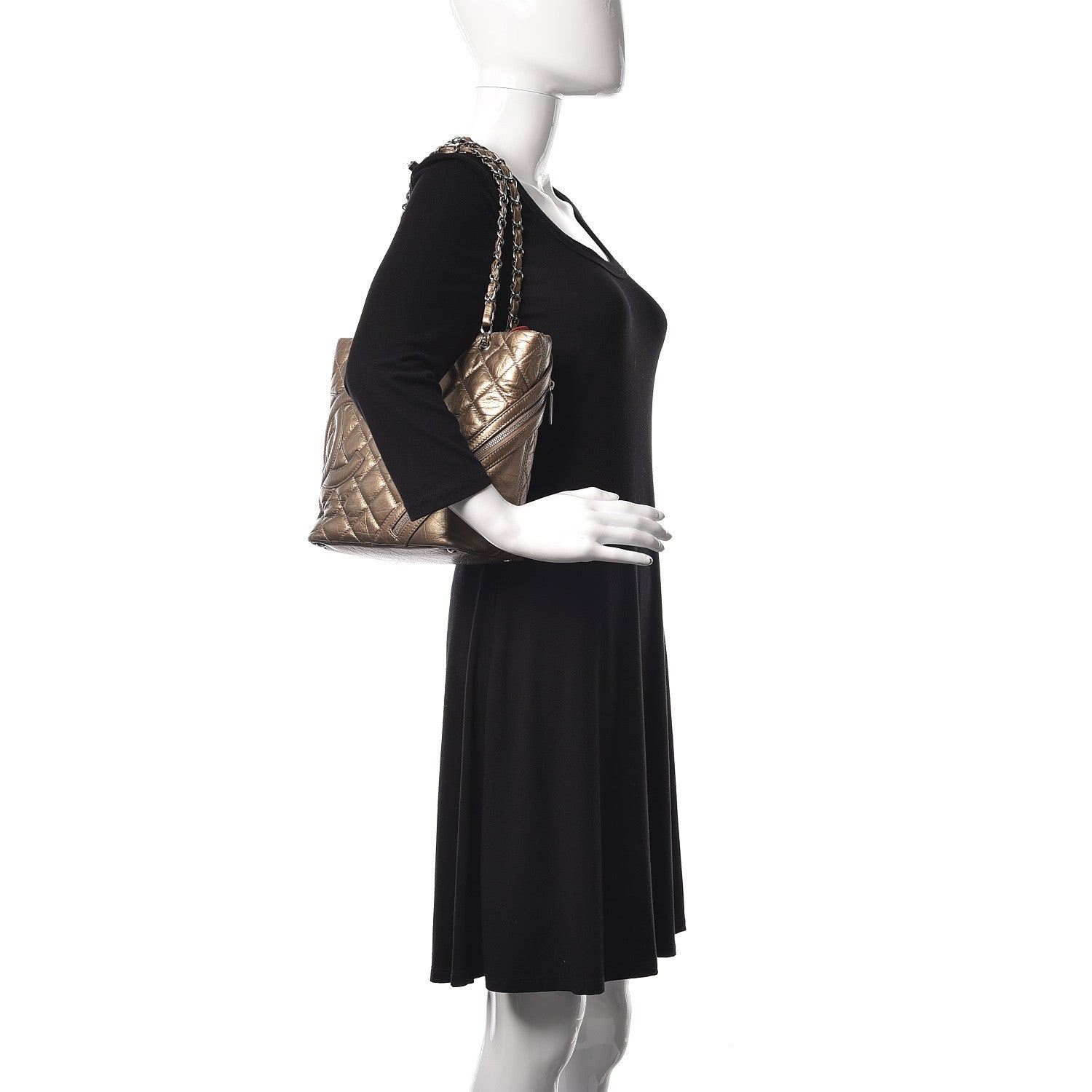 Chanel Metallic Aged Calfskin Quilted Medium Cotton Club Tote Bronze 2 of 9