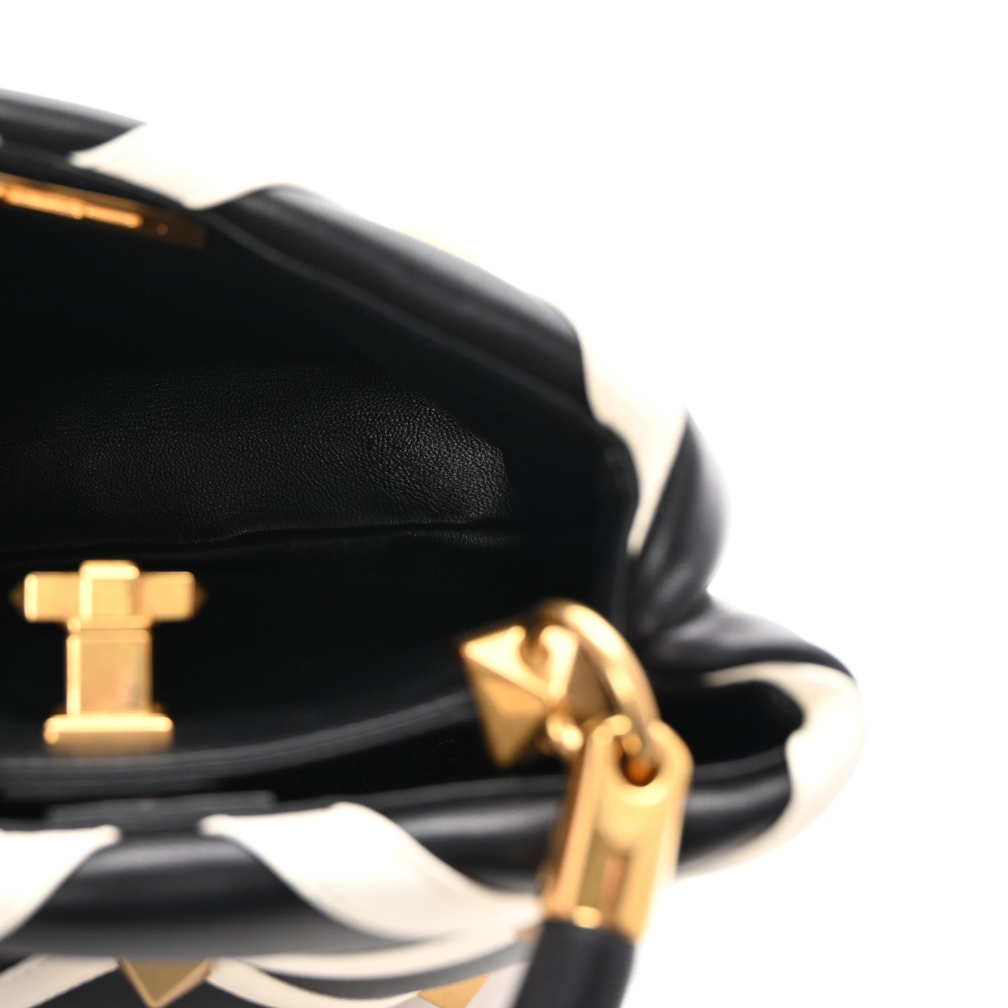 Nappa Small Roman Stud The Handle Bag Black Ivory