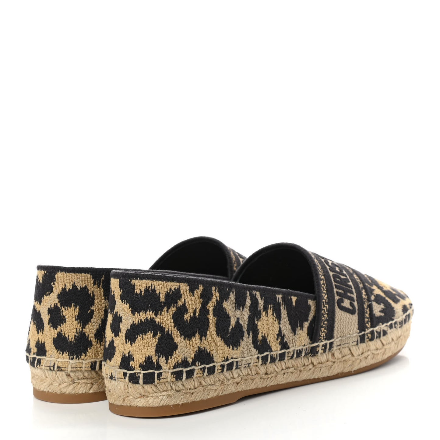 Cotton Embroidered Leopard Print Granville Espadrille 40 Natural