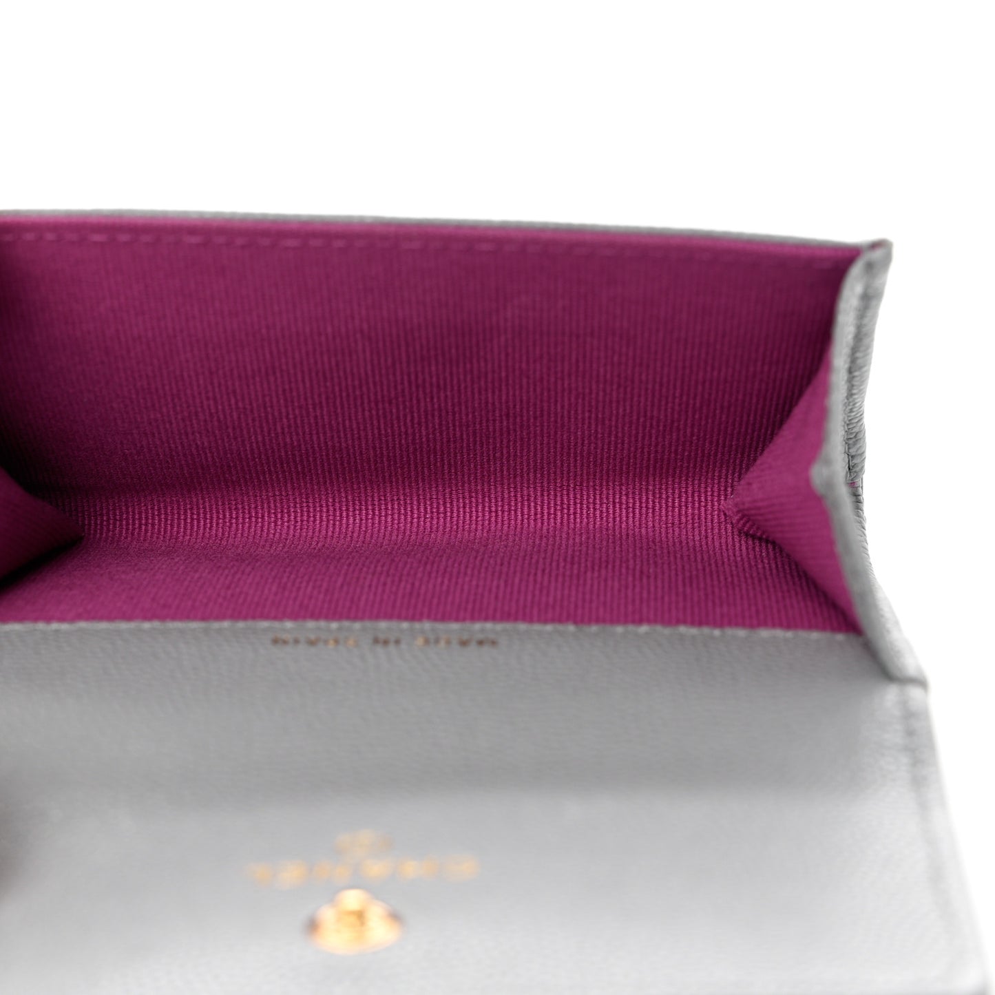 Caviar Quilted Textured CC Flap Card Holder Grey