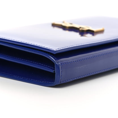 Saint Laurent Patent Calfskin Monogram Kate Wallet On Chain Royal Blue 9 of 11
