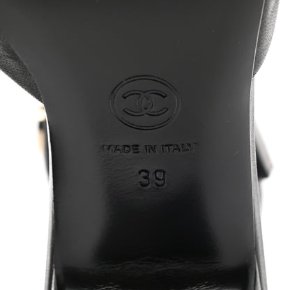 Chanel Lambskin Grosgrain Cap Toe Logo Ankle Strap Pumps 39 Black 6 of 9