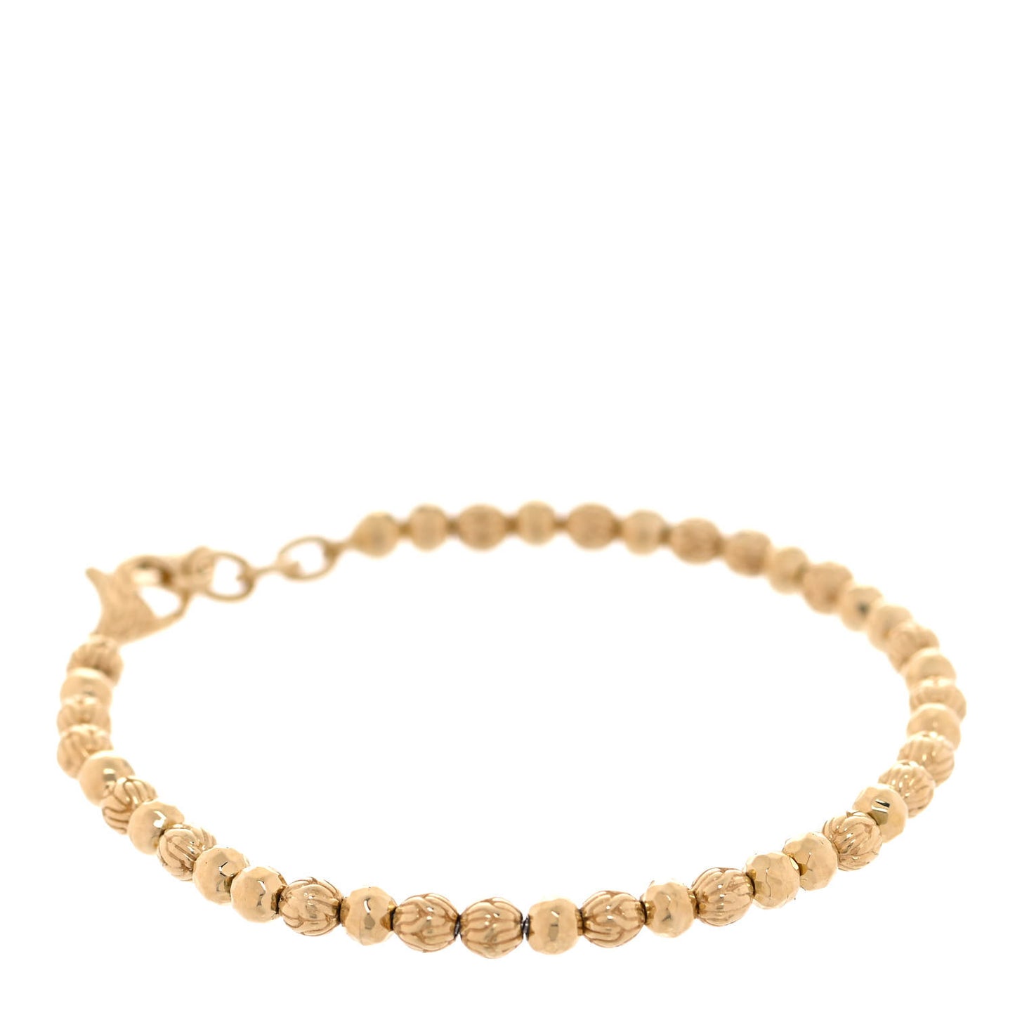 18K Yellow Gold Classic Chain Hammered Bead Bracelet