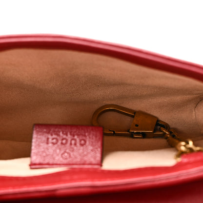 Gucci Vintage Effect Calfskin Matelasse Diagonal Super Mini Torchon GG Marmont Shoulder Bag Black Romantic Cherry 5 of 10
