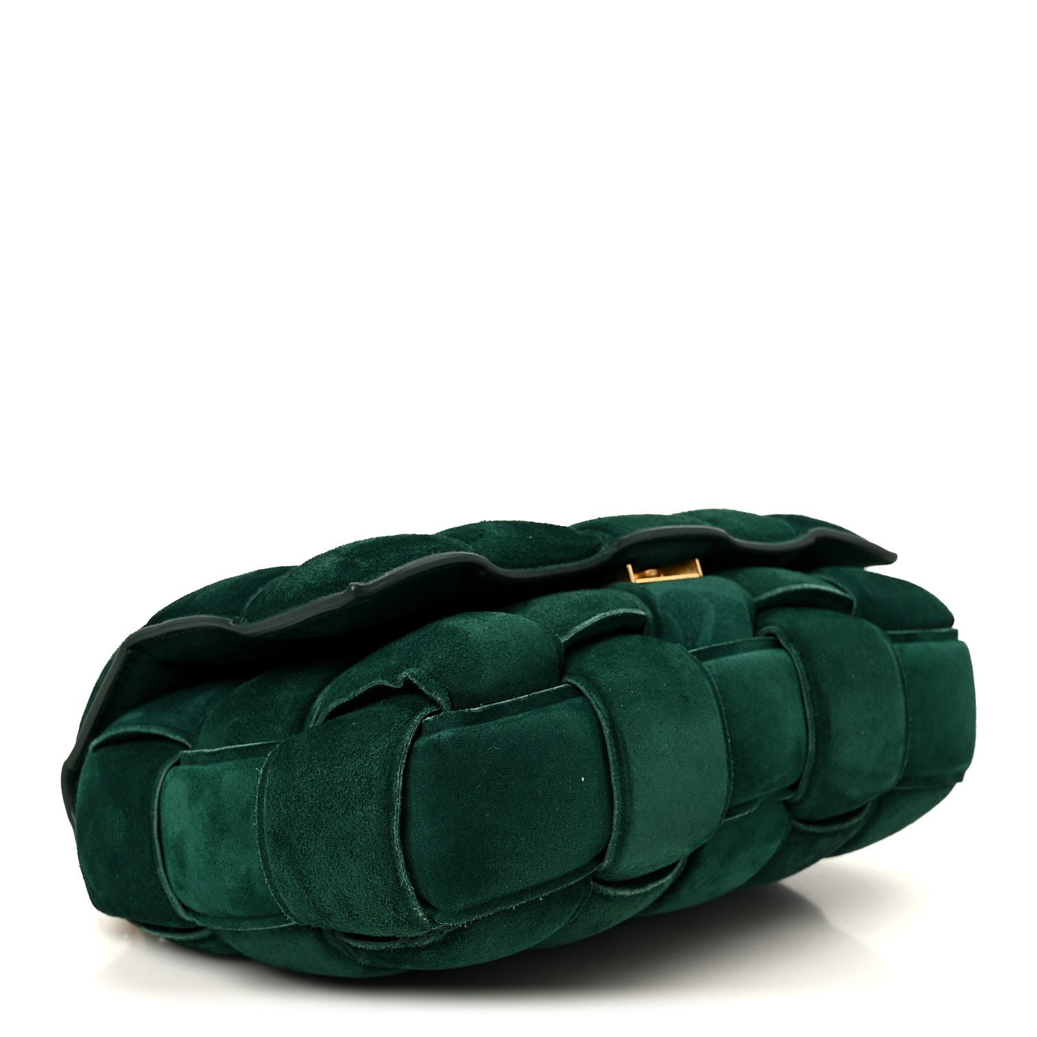 Bottega Veneta Suede Maxi Intrecciato Padded Chain Cassette Crossbody Bag Emerald Green 4 of 12