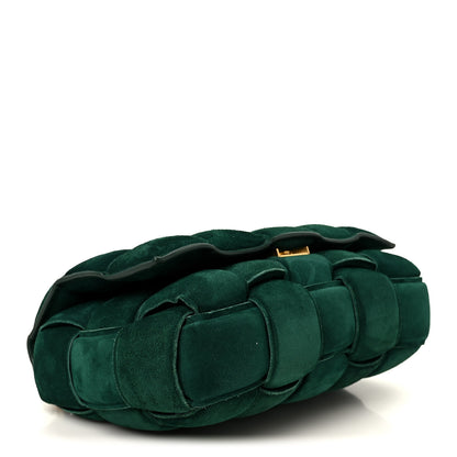 Bottega Veneta Suede Maxi Intrecciato Padded Chain Cassette Crossbody Bag Emerald Green 4 of 12