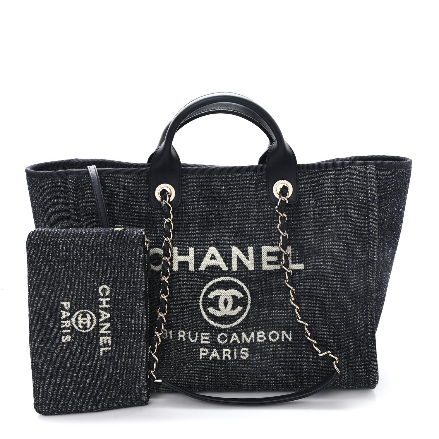 Chanel Denim Large Deauville Tote Dark Blue 3 of 11