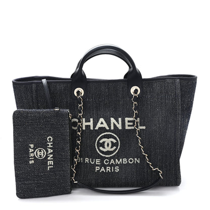 Chanel Denim Large Deauville Tote Dark Blue 3 of 11