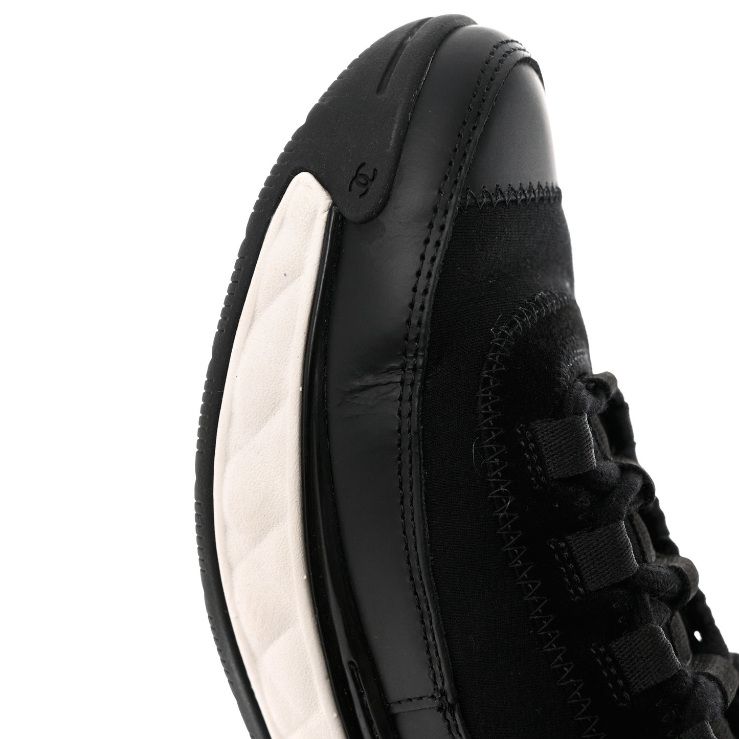 Velvet Calfskin Mixed Fibers CC Sneakers 37.5 Black