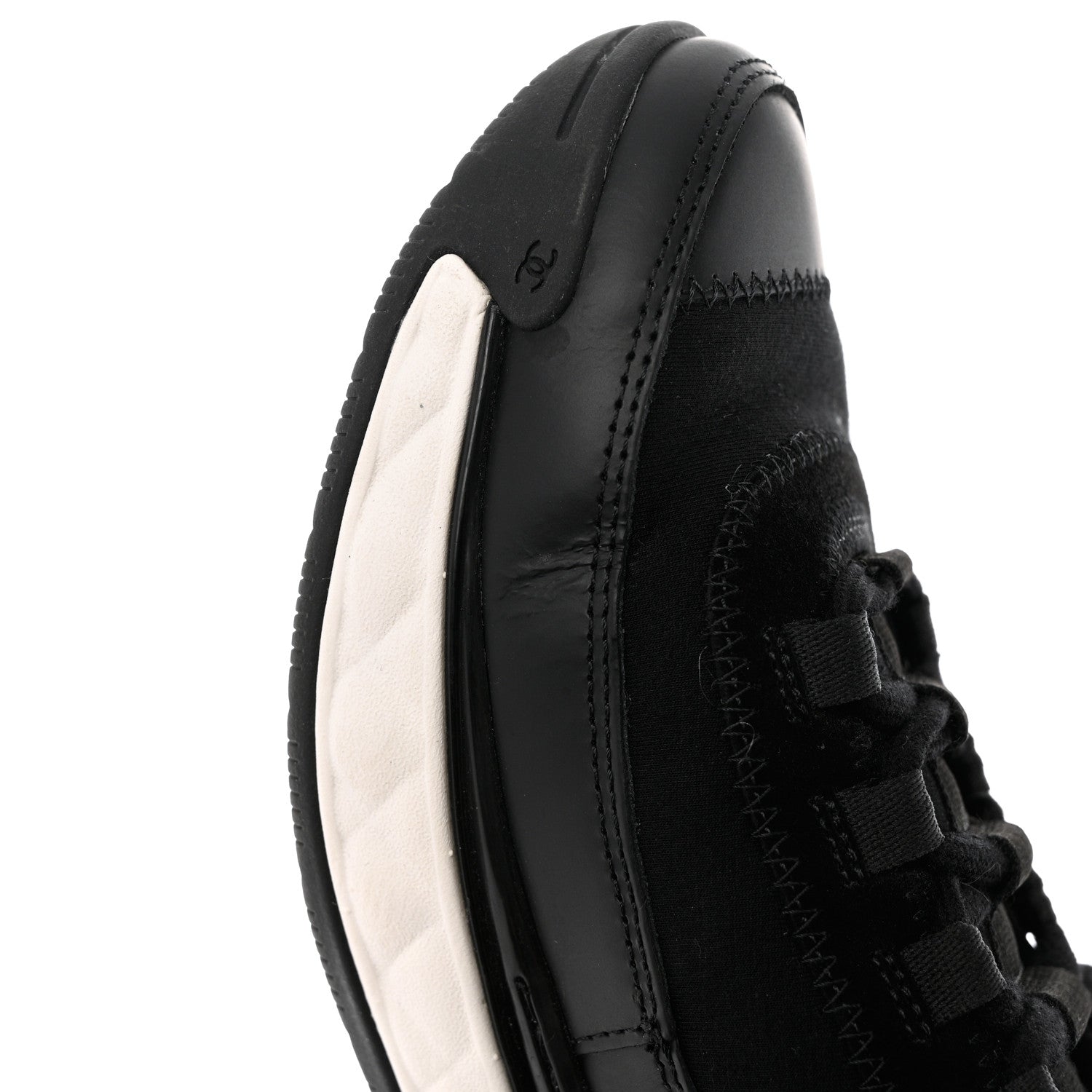 Chanel Velvet Calfskin Mixed Fibers CC Sneakers 37.5 Black 9 of 11