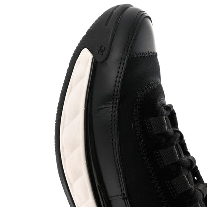 Chanel Velvet Calfskin Mixed Fibers CC Sneakers 37.5 Black 9 of 11