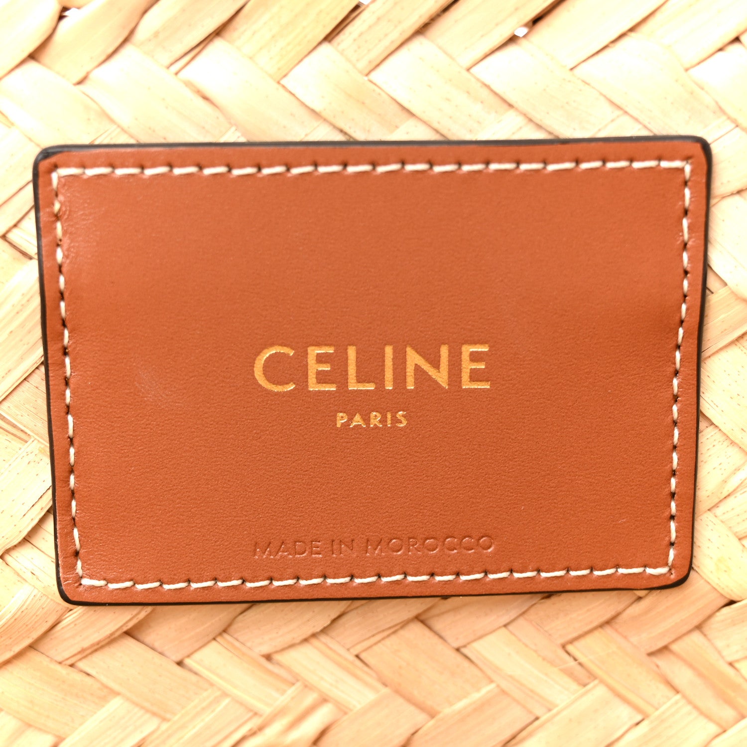 Celine Raffia Calfskin Triomphe Medium Panier Tan 6 of 12