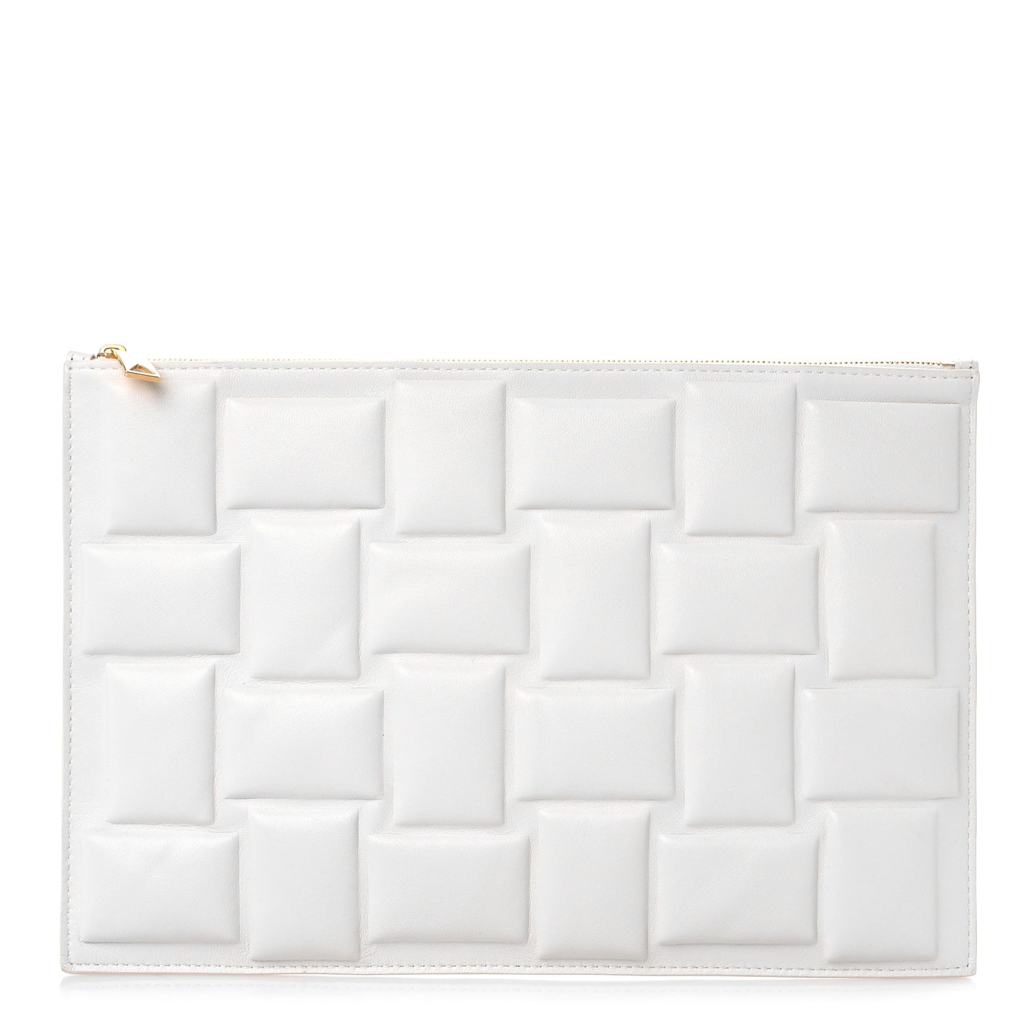 Nappa Padded Intrecciato Flat Pouch Chalk