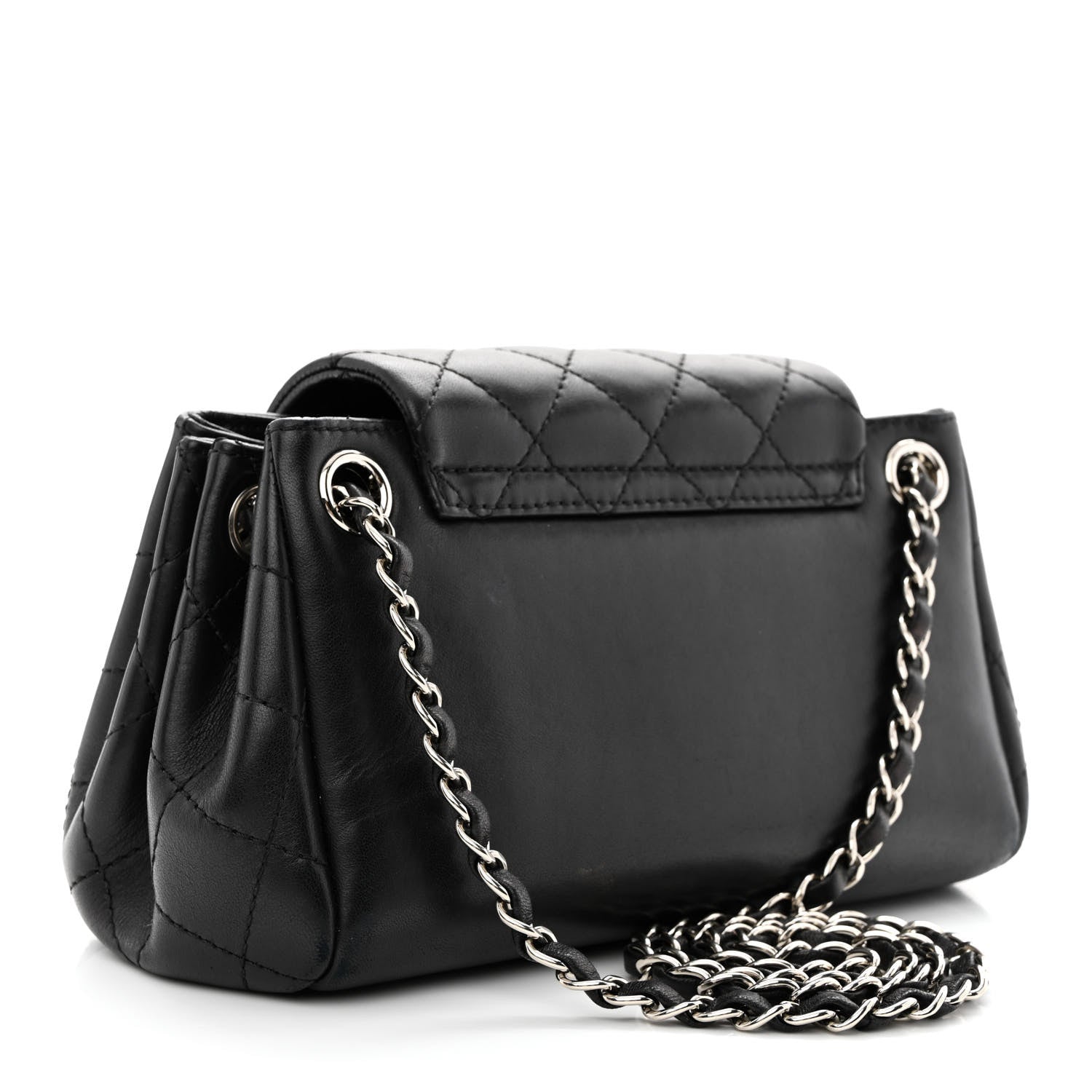 Chanel Lambskin Quilted CC Small Accordion Shopping Bag Black 3 of 12