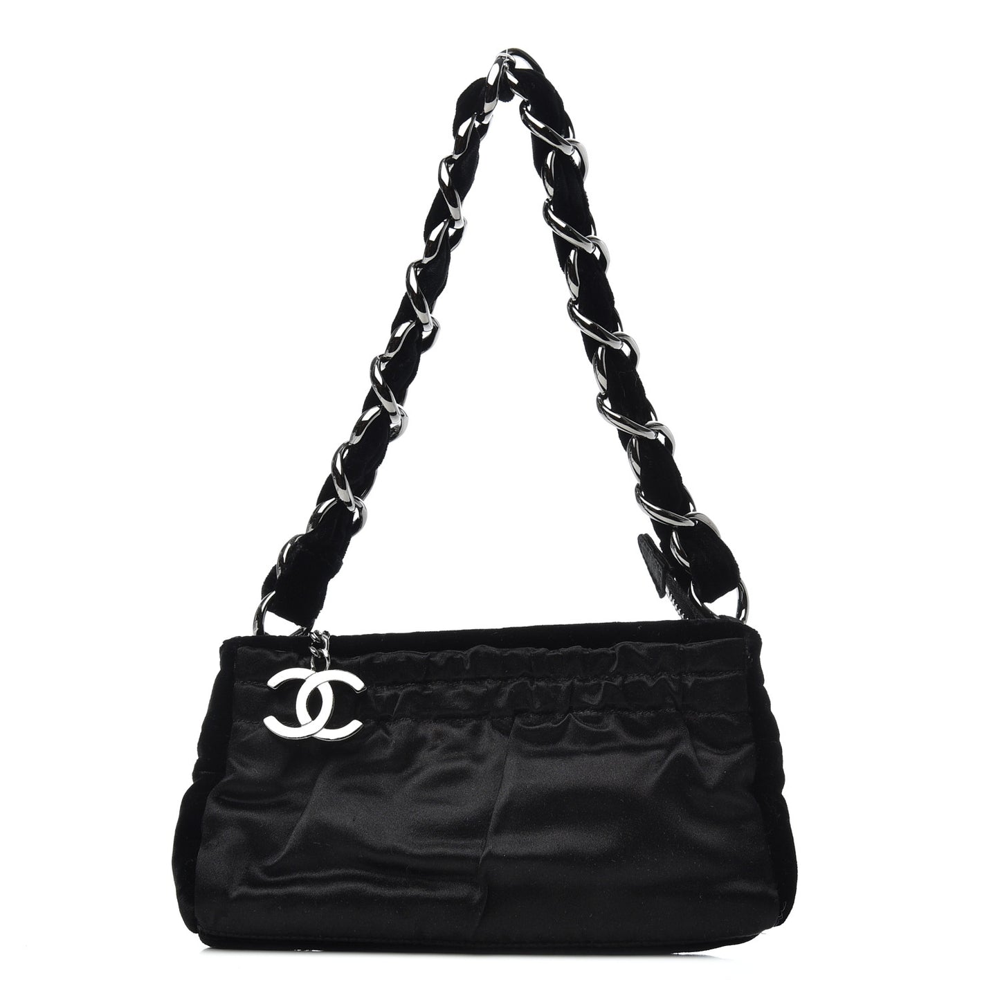Velvet Satin Evening Bag Black