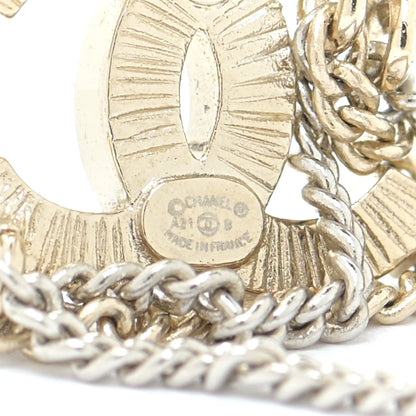 Chanel Crystal Chain CC Earrings Gold 4 of 6