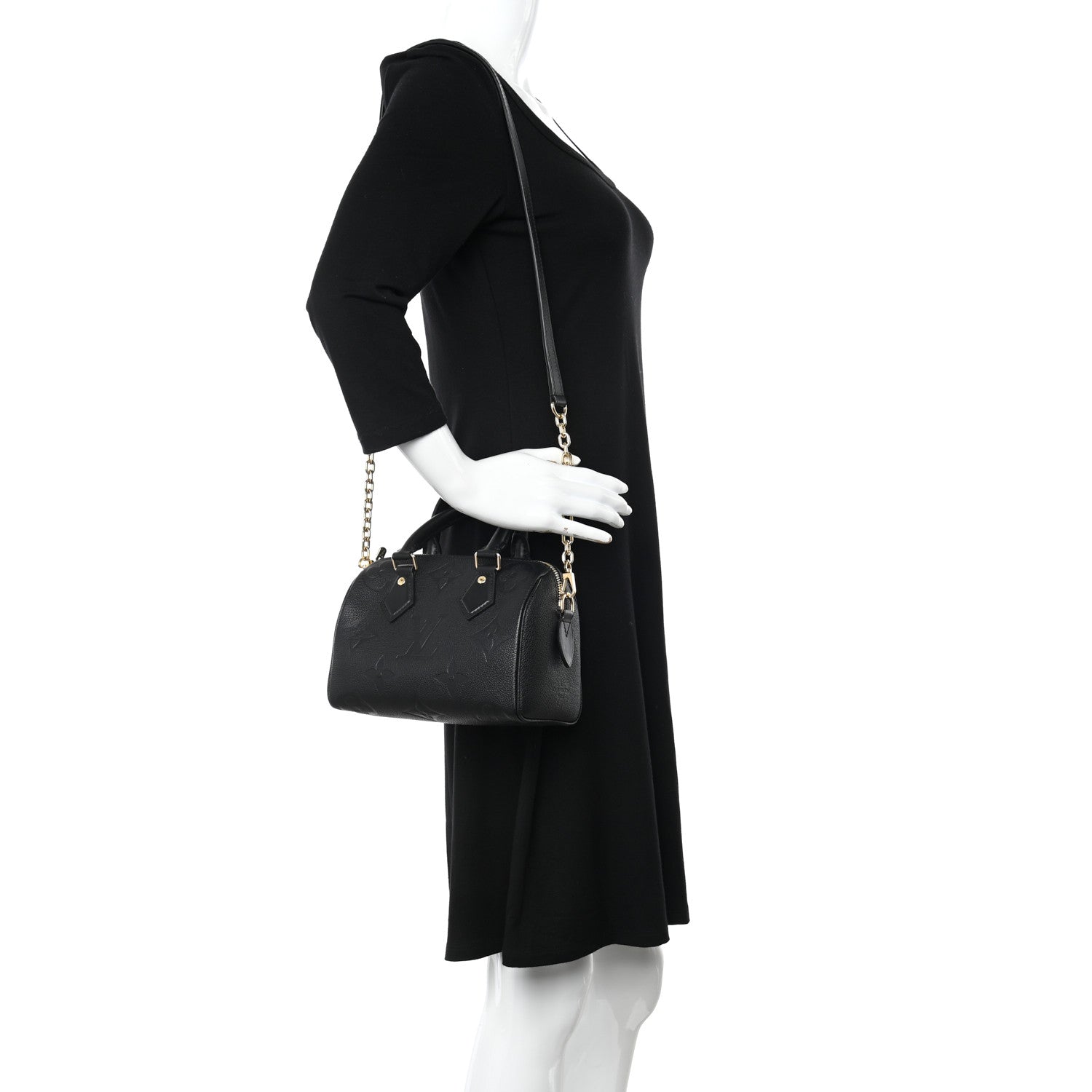 Louis Vuitton Empreinte Monogram Giant Speedy Bandouliere 20 Black 2 of 12