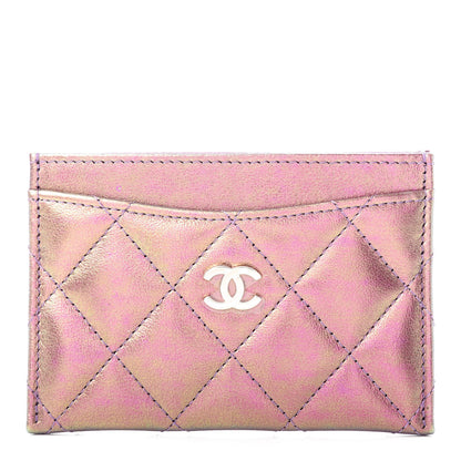 Chanel Iridescent Lambskin Quilted Card Holder Purple 1 of 9