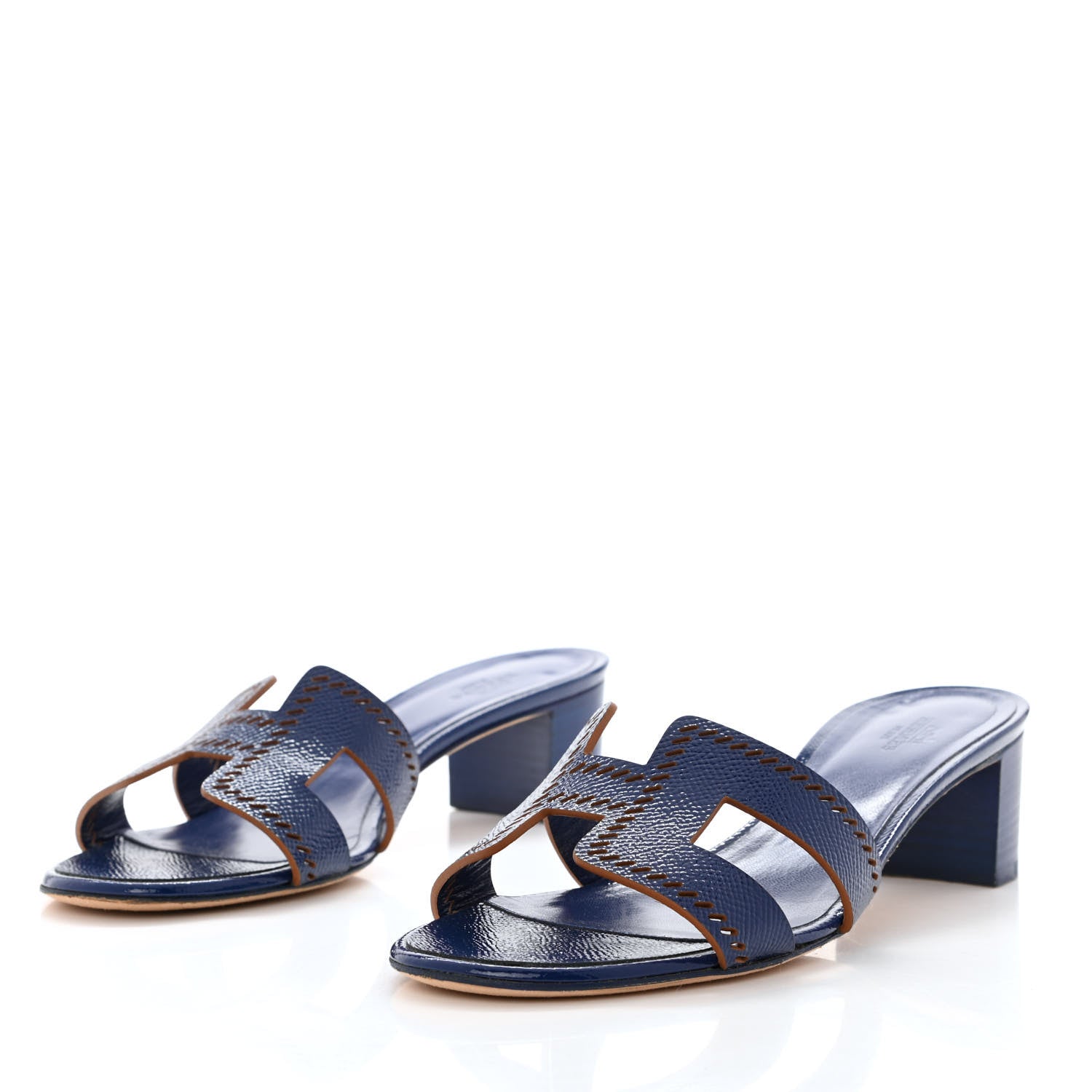 Hermes Patent Epsom Oasis Sandals 38.5 Bleu Saphir 3 of 10