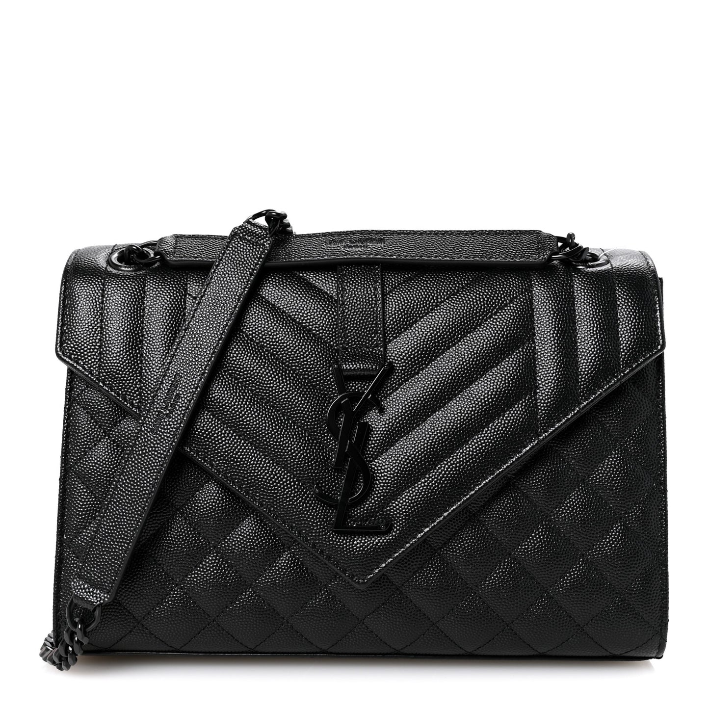 Grain De Poudre Textured Mixed Matelasse Triquilt Medium Monogram Monochrome Satchel Black