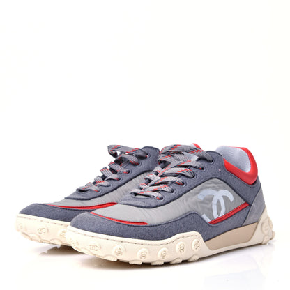Chanel Wool Nylon Lambskin Suede Calfskin Womens Logo Sneakers 36.5 Grey Orange 4 of 11