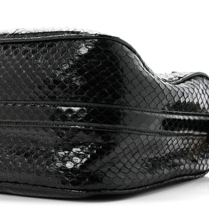 Gucci Snakeskin Half Horsebit Medium Shoulder Bag Black 10 of 11