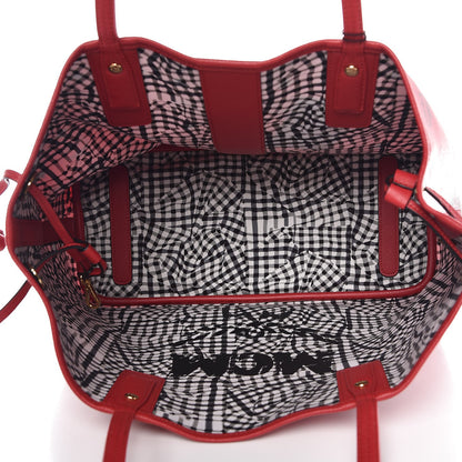 MCM Visetos Medium Liz Reversible Shopper Tote Ruby Red 9 of 10