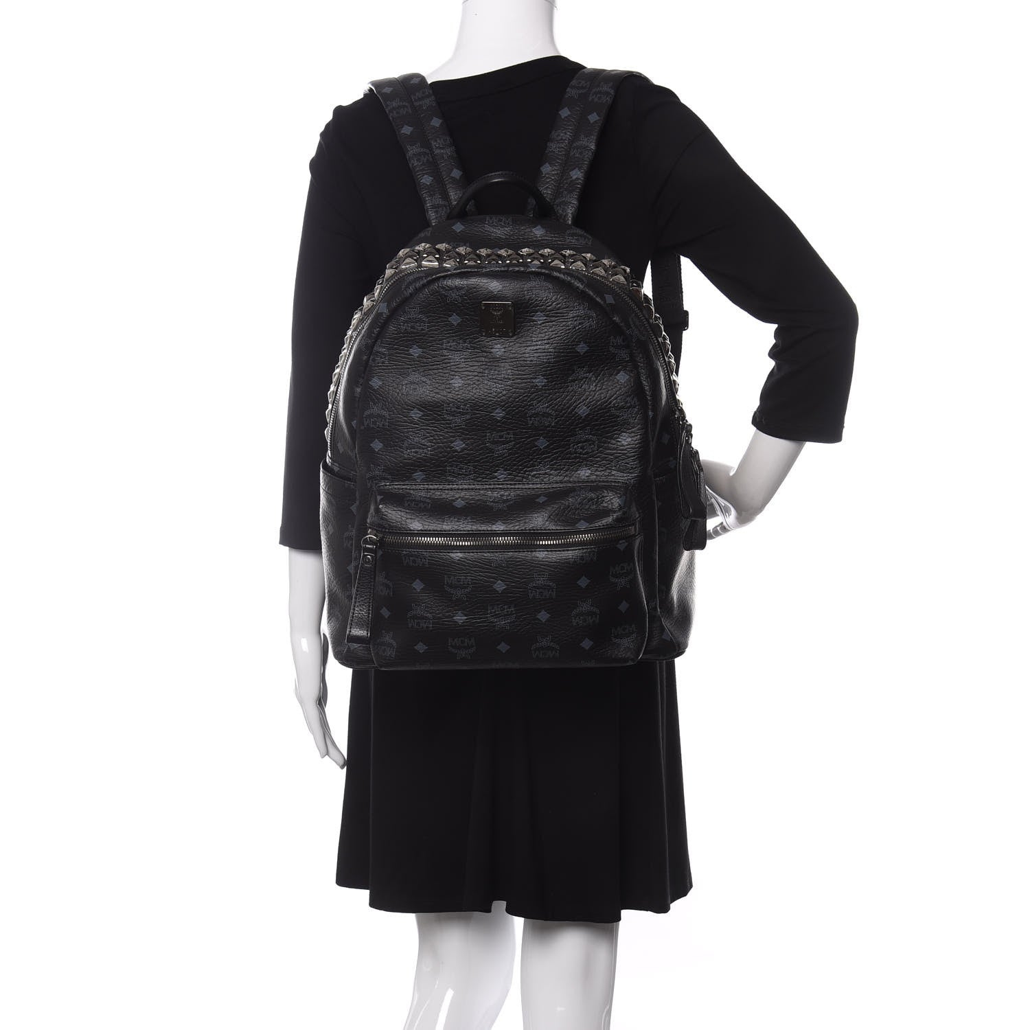 MCM Visetos Studded Medium Backpack Black 2 of 9